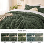 Bedsure Queen Comforter Set - Olive Green Comforter, Boho Tufted Shabby Chic Bedding for Kids, 3 Pieces Vintage Farmhouse Bed Set for All Seasons, Fluffy Soft Bedding with 2 Pillow Shams