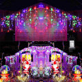 Toodour Christmas Icicle Lights Outdoor, 360 LED 29.5ft 8 Modes Fairy Icicle String Light with 60 Drops, Led Christmas Lights Twinkle for Holiday, Party, Wedding, Eaves, Xmas Decorations (Multicolor)