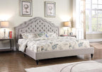 HomeLife Premiere Classics 51" Tall Platform Bed with Cloth Headboard and Slats - Full (Light Grey Silver)