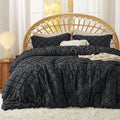 Bedsure Full Comforter Set - Black Comforter, Boho Tufted Shabby Chic Bedding for Kids, 3 Pieces Vintage Farmhouse Bed Set for All Seasons, Fluffy Soft Bedding with 2 Pillow Shams