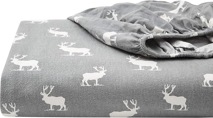 Eddie Bauer - Queen Sheets, Cotton Flannel Bedding Set, Brushed For Extra Softness, Cozy Home Decor (Elk Grove, Queen)