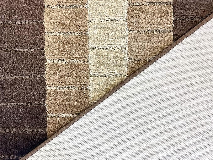 Custom Size Modern Geometric Pattern Carpet Runner Rug for Hallways, Slip Resistant Latex Rubber Backed, 31 inch Wide X Customized Length, Squares Brown, 31 inch X 31 feet