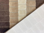 Custom Size Modern Geometric Pattern Carpet Runner Rug for Hallways, Slip Resistant Latex Rubber Backed, 31 inch Wide X Customized Length, Squares Brown, 31 inch X 21 feet