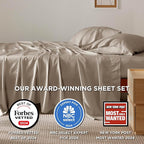 Bedsure King Size Sheets Set, Cooling Sheets for Hot Sleepers, Rayon Derived from Bamboo, Breathable & Soft, Deep Pocket Up to 16 Inches, Hotel Luxury Silky Bedding, Simply Taupe