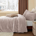 BEDELITE Fleece King Comforter Set -Super Soft & Warm Fluffy Lotus Pink Bedding, Luxury Fuzzy Heavy Bed Set for Winter with 2 Pillow Cases