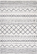 SAFAVIEH Arizona Shag Collection Area Rug - 5'1" x 7'6", Ivory & Black, Moroccan Design, Non-Shedding & Easy Care, 1.6-inch Thick Ideal for High Traffic Areas in Living Room, Bedroom (ASG741Z)