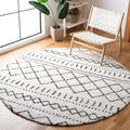 SAFAVIEH Arizona Shag Collection Area Rug - 8' Round, Ivory & Black, Non-Shedding & Easy Cleaning, Plush Thick Pile, Ideal for Living Room, Bedroom, Dining Space (ASG741Z)