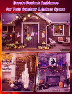 SUNSGNE 25ft Halloween String Lights Outdoor - G40 LED Orange and Purple String Lights with 27 Frosted Globe Bulbs(2 Spare), Vintage Halloween Decorations for Patio Balcony Porch Yard