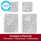Mellanni Extra Deep Full Sheets - 4 PC Iconic Collection Bedding - Hotel Luxury, Ultra Soft, Cooling Bed Sheets - Wrinkle, Fade, Stain Resistant (Full, Paisley Gray)