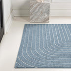 Eyely NCS101D-4 Odense High-Low Minimalist Angle Geometric Dark Blue/Cream 4 ft. x 6 ft. Indoor/Outdoor Area Rug, for Home, Backyard, Patio, Porch, Bedroom, Kitchen, Living Room