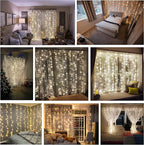 Magictec 300 LED Curtain String Light, 8 Lighting Modes Fairy Twinkle String Lights Wedding Party Home Garden Bedroom Outdoor Indoor Wall Decorations, Warm White
