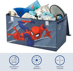 Idea Nuova Marvel Spiderman Toy Storage Trunk for Kids,Collapsible Organizer with Soft Lid, Durable Fabric, 28.5x14.5x16, Blue Chest for Bedroom & Playroom