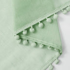 Treatmentex Sage Green Sheer Curtains for Kids-Room 63 inches Slub Textured Pom Pom Window Drapes for Bedroom Sage 52" W x 2 Panels Rod Pocket