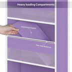 Univivi 6-Shelf Over Door Hanging Organizer Fabric Baby Door Storage with 5 Large Pockets and 3 Small PVC Pockets Wall Mount Hanging Storage Organizers for Baby Essential (Purple)