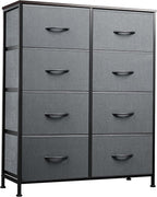 WLIVE Fabric Dresser for Bedroom, Tall Dresser with 8 Drawers, Storage Tower with Fabric Bins, Double Dressers, Chest of Drawers for Closet, Living Room, Hallway, Dark Gray