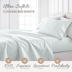 Linen Market Double-Brushed Patterned Microfiber California King Sheet Set 4 Piece – Oeko-TEX Certified Ultra Soft & Wrinkle-Free - 16" Deep Pocket Sheets Easy Care Cal-King Size - Vines Light Blue