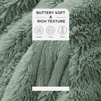 Bedsure GentleSoft Fuzzy Sherpa Faux Fur Twin Blanket Sage Green Cozy Gifts for Women Men, Soft Fleece Plush Warm Minky Thick Blanket Twin Size for Bed, Dorm Essentials Sage Room Decor Gifts, 60x80