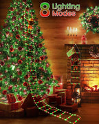 Toodour LED Christmas Lights - 10ft Christmas Decorative Ladder Lights with Santa Claus, Xmas Decorations Light for Indoor Outdoor, Window, Garden, Home, Wall, Xmas Tree Decor - Red & Green