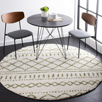 SAFAVIEH Arizona Shag Collection Area Rug - 5'1" Round, Ivory & Green, Moroccan Design, Non-Shedding & Easy Care, 1.6-inch Thick, Ideal for The Living Room, Dining, Bedroom (ASG741Y)