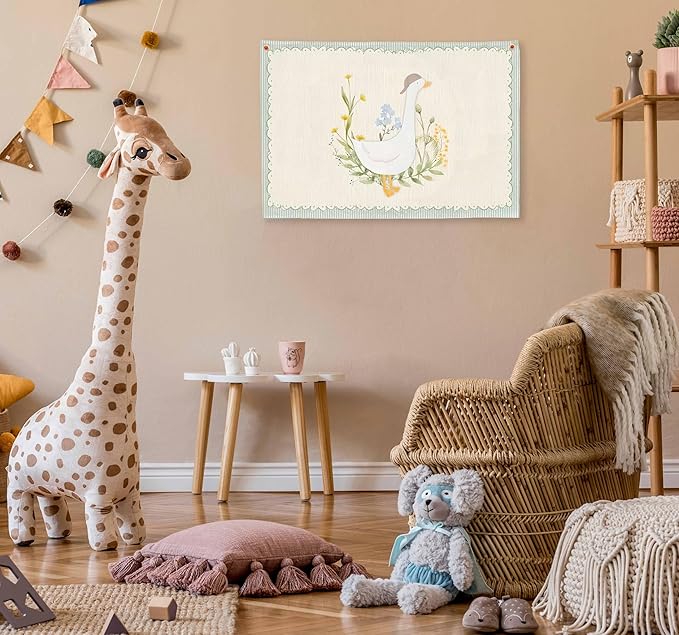 Silly Goose Nursery Rectangular Canvas Banner-Boho Flag Wall Sign Decor for Boys Toddler Kid, Baby Room Above Crib Bedroom Playroom Kindergarten Reading Room Decor-Baby Shower Birthday Christmas Gift