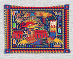 Ambesonne Mexican Tapestry, Culture Pattern Colorful Artwork Abstract Snake in Vivid Folk Style, Wide Wall Hanging for Bedroom Living Room Dorm, 60" X 40", Mustard Orange