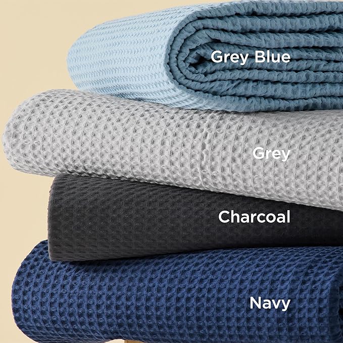 Bedsure Cotton Duvet Cover Set - 100% Cotton Waffle Weave Charcoal Duvet Cover California King Size, GentleSoft™ and Breathable Cal King Bedding Set for All Season, 3 Pieces, 104"x98"