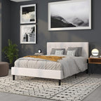 Flash Furniture Lennox Tufted Upholstered Queen Size Headboard in White Vinyl