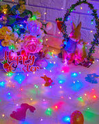 Fairy Lights Battery Operated, Twinkle String Lights Silver Wire 5 FT 60 LED Firecracker Starry Lights for DIY Wreath Home Wedding Bedroom Mason Jar Holiday Easter Decoration, Pink + Multicolor