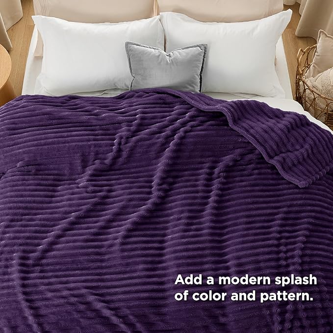 Bedsure GentleSoft Purple Fleece Blanket for Couch - Cozy Soft Blankets for Women, Cute Small Throws for Girls, 90x90 Inches