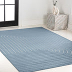 Eyely NCS101D-8 Odense High-Low Minimalist Angle Geometric Dark Blue/Cream 8 ft. x 10 ft. Indoor/Outdoor Area Rug, for Home, Backyard, Patio, Porch, Bedroom, Kitchen, Living Room