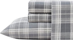 Laura Ashley - Flannel Sheets Full Size, Anti-Pilling & Wrinkle Resistant Cotton, Touchably Soft for All-Season Comfort - Bed Sheets with Matching Pillowcases & Fitted Sheet (Mulholland Plaid Grey)