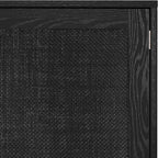 Finnhomy Sideboard Buffet Kitchen Storage Cabinet with Black Painted Rattan Decorated Doors, Dining Room, Hallway, Cupboard Console Table, Liquor/Accent Cabinet, 31.5X 15.8X 34.6 Inches, Black