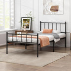 Twin Bed Frame-Classic Metal Platform Bed Frame,Mattress Foundation with Steel Slat Support,Under Foundation Storage,No Box Spring Needed, Easy Assembly, Twin Size
