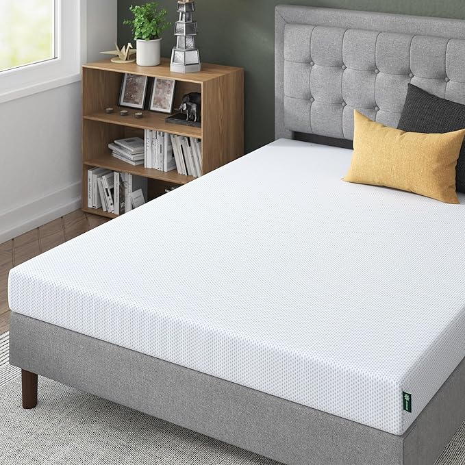 ZINUS 6 Inch Green Tea Cooling Gel Memory Foam Mattress, Short Queen, Fiberglass Free, Cooling Gel Foam, Pressure Relieving, CertiPUR-US Certified, Mattress in A Box, White
