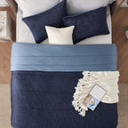 Bedsure Full Comforter Set - Cooling and Warm Bed Set, Navy Blue Reversible Bedding for All Season, 3 Pieces, 1 Full Size Comforter (82"x88") and 2 Pillow Cases (20"x26")