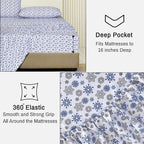 RUVANTI Flannel Sheets King Size - 100% Cotton Brushed King Size Sheets Set - Deep Pockets 16 Inches Bed Sheets - All Seasons Breathable & Extra Soft - Warm & Cozy, 4 Piece, Snow Flake Grey