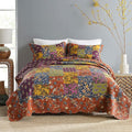 Secgo Queen Comforter Set for Bed - 100% Cotton Quilts Queen Size, Black Bedspreads (90 * 98 Inch) with 2 Pillow Shams, Patchwork Reversible Lightweight Bedding
