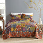 Secgo Queen Comforter Set for Bed - 100% Cotton Quilts Queen Size, Black Bedspreads (90 * 98 Inch) with 2 Pillow Shams, Patchwork Reversible Lightweight Bedding