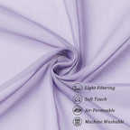 Chyhomenyc Lilac Sheer Curtains 36 inch Length 2 Panels, Light Filtering Voile Rod Pocket Short Window Curtians for Bathroom Living Room Farmhouse Small Windows, 42Wx36L inches