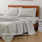 LANE LINEN RV Queen Sheets Set - 100% Organic Cotton Camper Sheet Sets 15" Deep Pocket Fitted - Snowdrop
