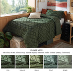 Bedsure Twin Comforter Set - Olive Green Comforter, Boho Tufted Shabby Chic Bedding for Kids, 2 Pieces Vintage Farmhouse Bed Set for All Seasons, Fluffy Soft Bedding with 1 Pillow Sham