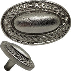 1.5"- Oval Dome Vine Style Handle in a Vintage Style Decor - use as Barn Door, Gate, Drawer and Cabinet Pull, Classic Iron Made Country Farmhouse pulls Silver color-BB512