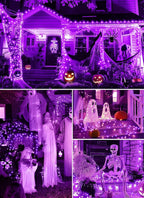 Minetom Halloween Fairy Lights, 33Ft 100 LED Battery Operated Fairy Lights, Waterproof Copper Wire Mason Jar Lights for Home Party Ghost Haunted House Indoor Outdoor Halloween Decorations, Purple