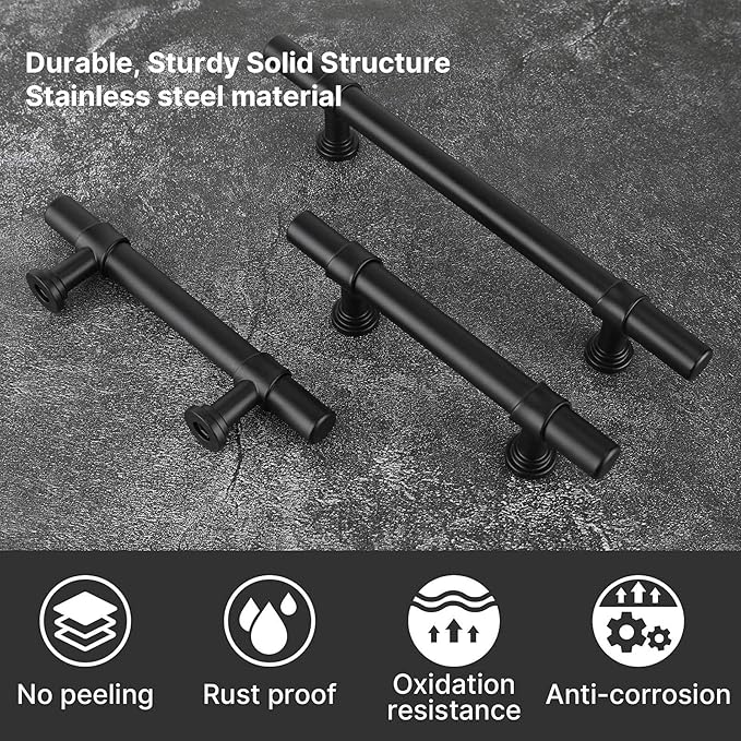 goldenwarm 10 Pack Black Cabinet Pulls 3-3/4 Inch Kitchen Cabinet Handles Black Drawer Handles Modern Dawer Pulls and Knobs Kitchen Hardware for Dresser Bathroom