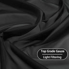 KEQIAOSUOCAI Patio Door Sheer Curtain Panels - 108 inch Length Ceiling to Floor Extra Long Voile Drape Curtains Window Treatment for Sliding Glass Door (Jet Black,2 Pieces,W 54 x L 108 inches Long)
