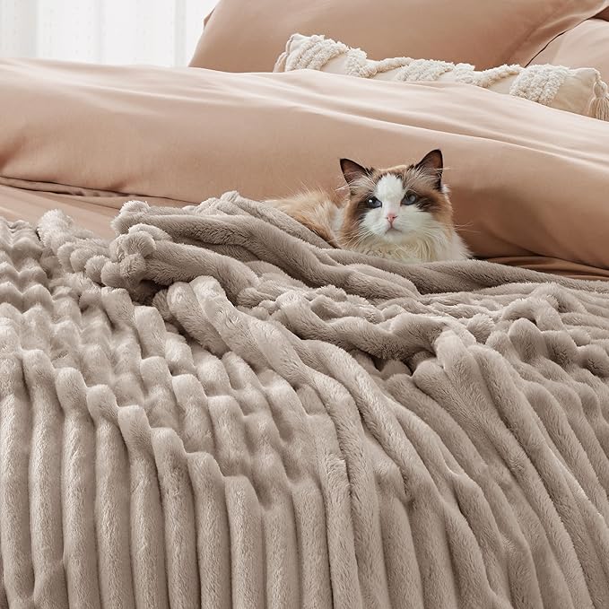 Bedsure GentleSoft Mocha Meringue California King Size Blanket for Couch - Cozy Soft Blankets for Women, Cute Small Fleece Throws for Girls, Birthday Gifts for Women, 102x96 Inches
