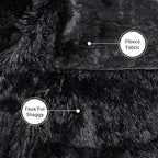 Tuddrom Decorative Extra Soft Faux Fur Blanket Queen Size 80" x 90",Solid Reversible Fuzzy Fluffy Cozy Plush Fleece Comfy Microfiber Fur Blanket for Couch Sofa Bed,Black