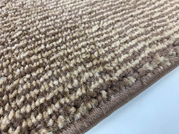 Custom Length Cut to Size Wide Width Carpet Runner Rug for Hallways, Slip Resistant Latex Rubber Backed, 31 inch Wide X Customized Length, Stripe Brown, 31 inch X 27 feet