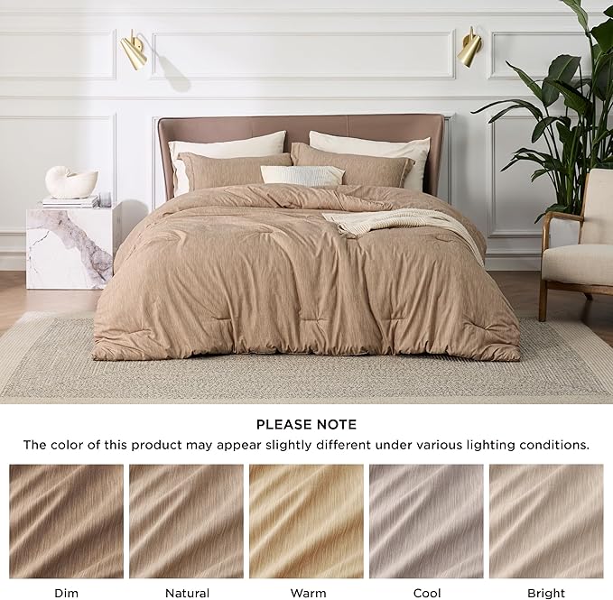 Bedsure King Size Comforter Set - Light Taupe Soft Bedding for All Seasons, Cationic Dyed Bed Set, 3 Pieces, 1 King Size Comforter (104"x90") and 2 Pillow Shams (20"x36"+2")
