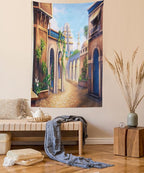 Lunarable City Tapestry Queen Size, Babylon City Gardens Architecture 7 Wonders of the World, Wall Hanging Bedspread Bed Cover Wall Decor, 88" X 88", Caramel Green